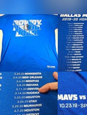 DALLAS Mavericks 10.23.19 Tee 2020 Game Schedule On Back XL